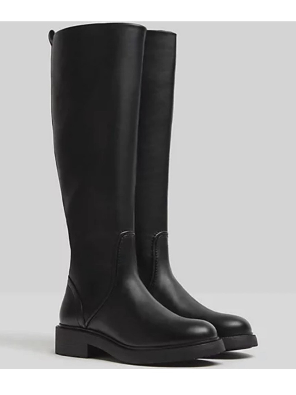Black flat high knee boots